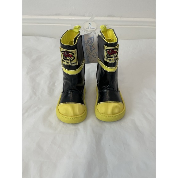 NWT Infant Trimfoot Fireman Boots Size 2 (3-6 Months) Black Yellow Photos - Picture 8 of 9